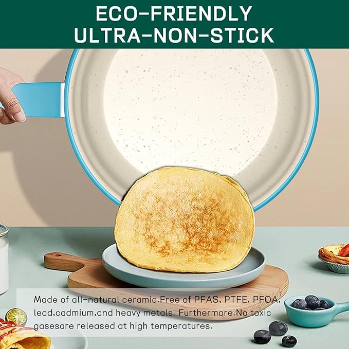 Non stick cookware set frying pan casserole dish wok Utensil Set Pots Pans Home Kitchen Gift Item 13- Piece (Black)