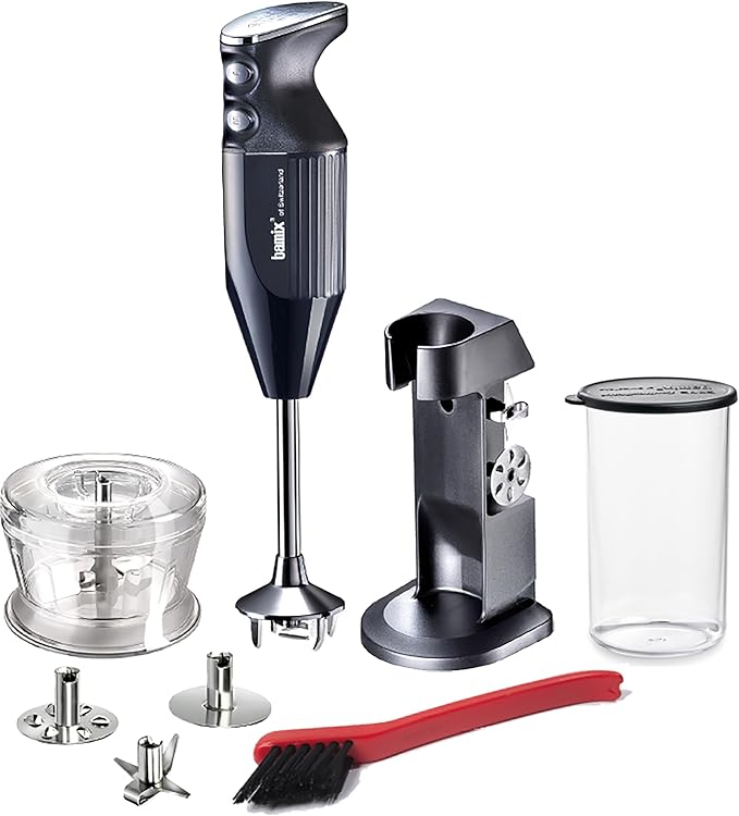 bamix® of Switzerland M200 Chef’s Favorite Stick Blender/Immersion Blender Black – Includes 3 Interchangeable Stainless Steel Blades:Multipurpose Beater Whisk and Accessories Set.
