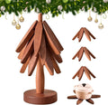 Wooden Trivets for Hot Dishes Tree Shape Trivet Set Foldable Kitchen Wooden Trivets Tree Coaster for Hot Dishes、Pot、Bowl、teapot、hot Pot Holders (3 Piece-Walnut)