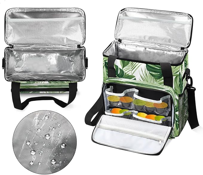 Tropical Palm Fern Leaves Coffee Maker Carrying Bag Compatible with K-Mini or K-Mini Plus Portable Single Cup Coffee Maker Case with Pockets for K Cup Pods