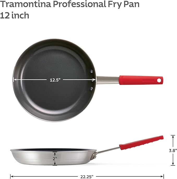 Tramontina Professional 12-Inch Ceramic Non Stick Large Frying Pan Heavy-Gauge Aluminum Skillet with Ceramic Nonstick Coating Dishwasher and Oven Safe Black