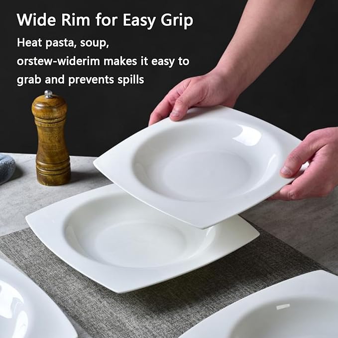 Dinnerware Set for 6 Plates and Bowls Set Includes 9.25 Inch Dinner Plates &amp Salad Plates Microwave &amp Dishwasher Safe Oven Safe White Dish Set for Kitchen Dishware for Daily Use