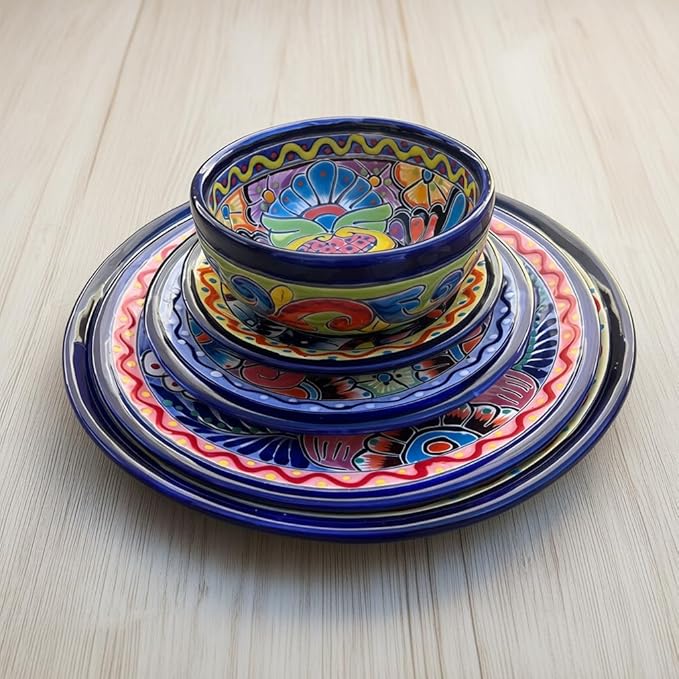 30-Piece Talavera Dinnerware Set | Colorful Tableware (Seats 6)