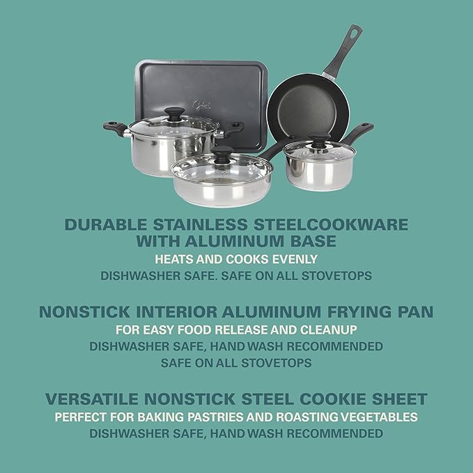 Gibson Home 74 Piece Kitchen in a Box Pots and Pans Cookware Plates and Bowls Dinnerware Cutlery Knife Block Flatware Utensils Tools &amp Gadgets Storage Glasses Set