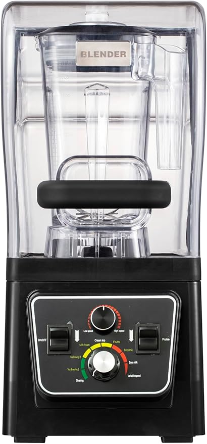 Commercial Blender with Soundproof Shield 2200W Quiet Professional Blenders Heavy Duty Blender with Strong and Quiet Professional-Grade Power Self-Cleaning Quiet Sound Enclosure