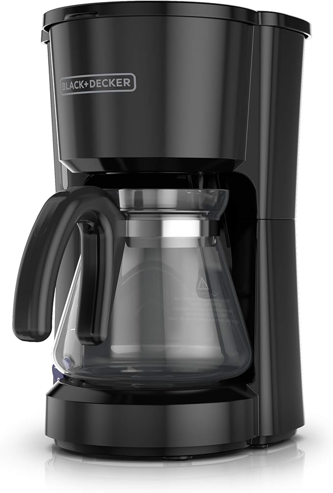 BLACK+DECKER 5-Cup Coffee Maker with On/Off Switch Sneak-A-Cup Feature and Easy-View Water Window Black