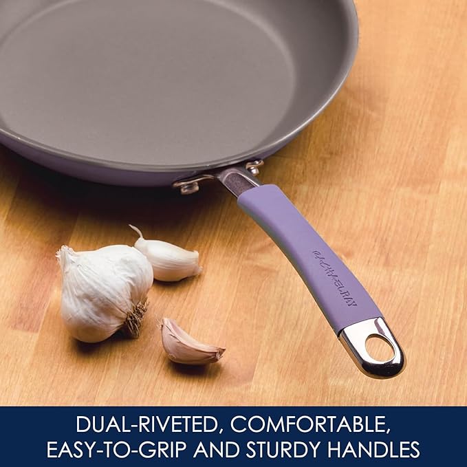 Rachael Ray Cucina Nonstick Cookware Pots and Pans Set 12 Piece Lavender Purple