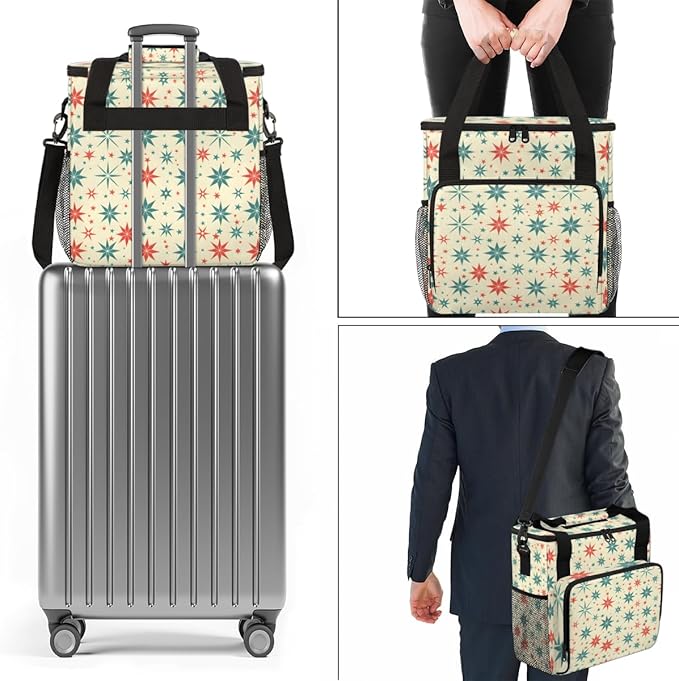 Christmas Snowflakes Coffee Maker Carrying Bag Cartoon Snowflakes Travel Storage Bag Compatible with K-Mini or K-Mini Plus Single Serve Coffee Brewer Carrying Case with Pockets &amp Shoulder Strap