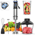 Ganiza Immersion Blender 5 in 1 Hand Blender Max 1000W Heavy Duty Motor 16 Speed Mode Handheld Blender Stainless Steel Blade With 800ml Mixing Beaker 600ml Chopper Whisk and Milk Frother