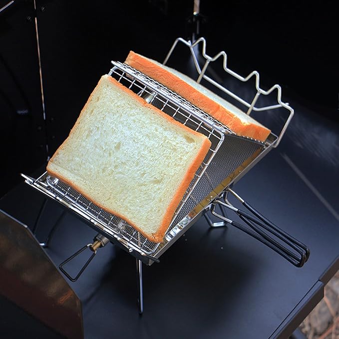 Camping Stove Toaster Outdoor Foldable Camp Toaster with Storage Bag Portable Stovetop Toaster Tray Rack for Picnic Kitchen Home
