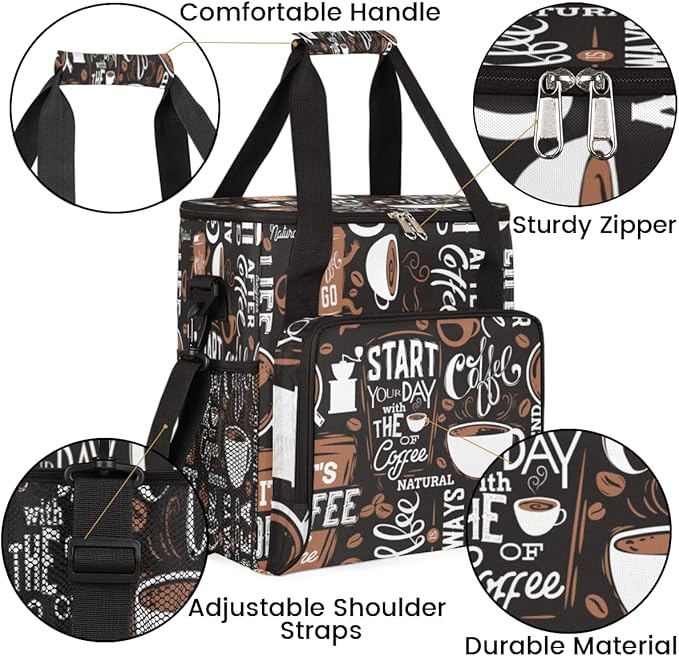 cfpolar Coffee Maker Storage Bag Waterproof Travel Carrying Storage Tote Bag Organizer Case Compatible with K-Mini or K-Mini Plus And Suitable for Other Accessories With Pockets for K-Cup Pods