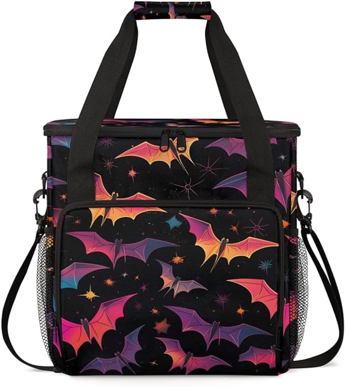 Gothic Bat Coffee Maker Carrying Bag Magic Bat Portable Travel Storage Tote Bag Compatible with K-Mini or K-Mini Plus Single Serve Coffee Brewer Carrying Case with Multiple Pockets &amp Shoulder St