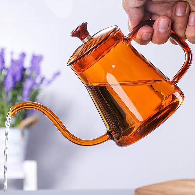 Coffee Maker Coffee Kettle Long Mouth Coffee Pot Gooseneck Thin Mouth Kettle Brewers Handmade Coffee Machine Glass Drip Kettle (35 0 ml / 600 ml) Coffee Presses (Color : Yellow 600 ml)