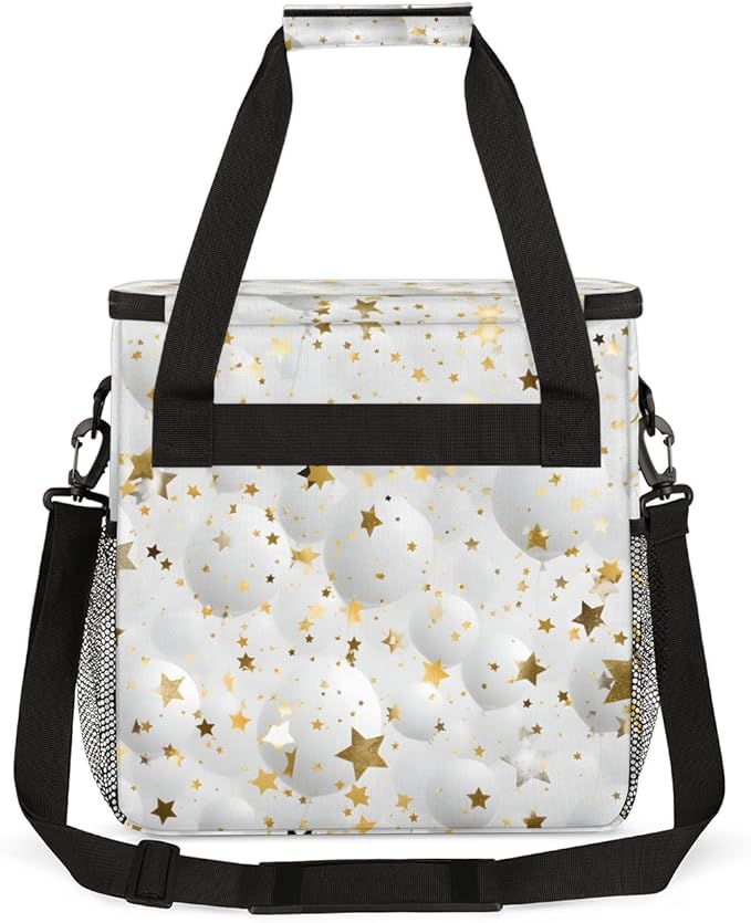 Glitter Coffee Maker Carrying Bag Gold Star Portable Travel Storage Tote Bag Compatible with K-Mini or K-Mini Plus Single Serve Coffee Brewer Carrying Case with Multiple Pockets &amp Shoulder Strap