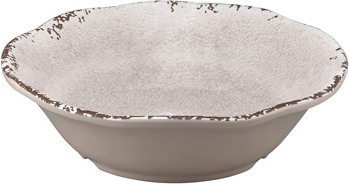 UPware 12 Piece Crackle Melamine Dinnerware Sets Outdoor Dishes Set Plates and Bowls Sets Service for 4 Cream