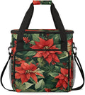 Holly Berry Flowers Coffee Maker Carrying Bag Christmas Flowers Travel Storage Bag Compatible with K-Mini or K-Mini Plus Single Serve Coffee Brewer Carrying Case with Pockets &amp Shoulder Strap