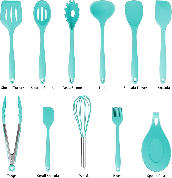 Megachef Tool Cookware Utensil Set 12 Piece Light Teal