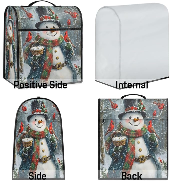 cfpolar Kitchen Aid Mixer Cover Compatible with 6-8 Quarts Snowman Cardinal Xmas Stand Mixer Cover Kitchen Aid Mixers Accessories Appliance Organizer Bag Dust Covers with Zipper Pocket