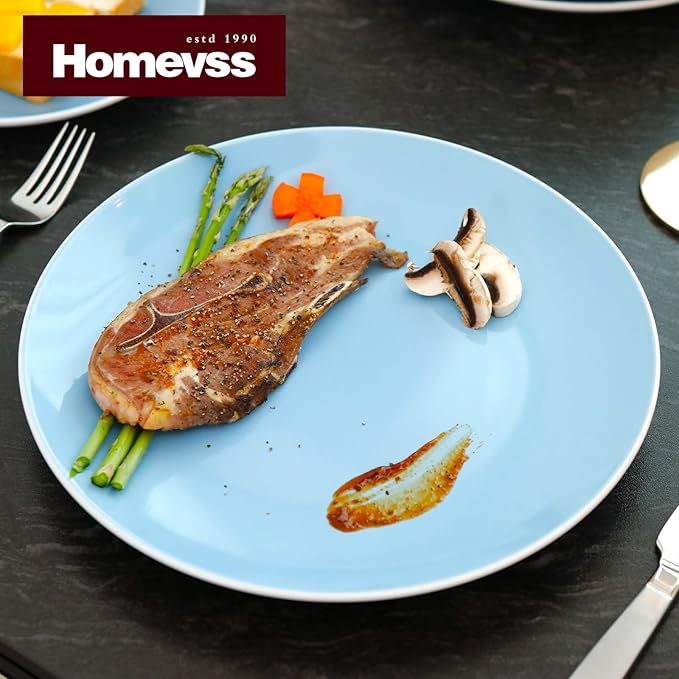 Stoneware Coupe Shape 18pc Dinnerware Set Outside White + Inside Blue