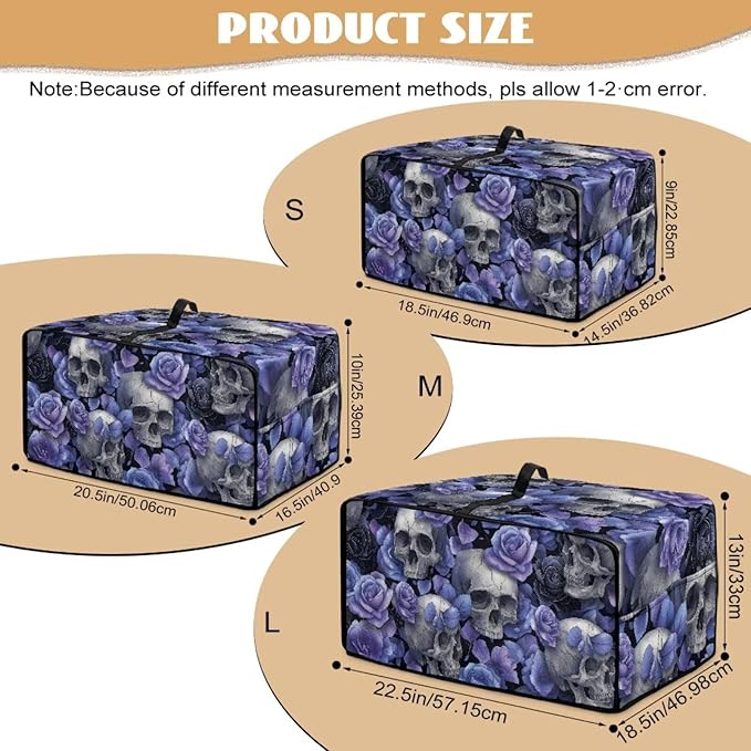 Skull Rose Print Toaster Oven Air Fryer Cover for Kitchen Counter Stain Resistant Smart Microwave Oven Protector Washable Toaster Dust Cover with Pockets Blue