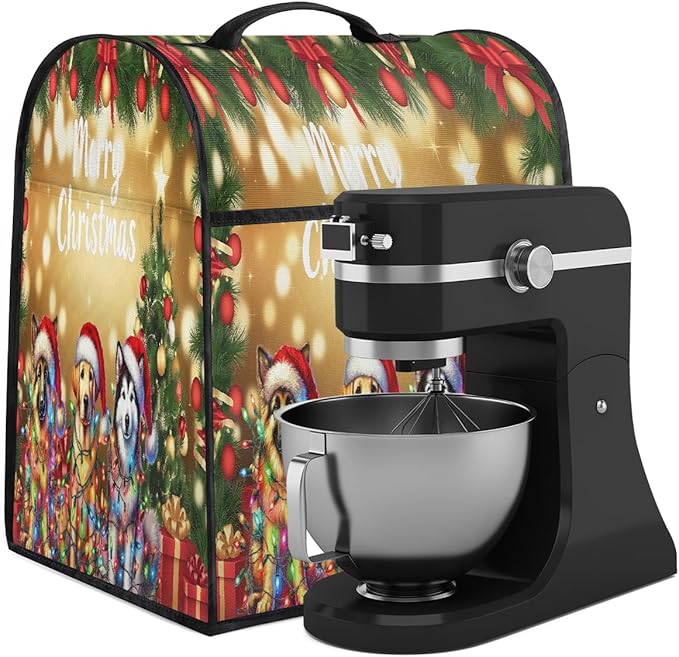 cfpolar Kitchen Aid Mixer Cover Compatible with 6-8 Quarts Christmas Ball Dog Stand Mixer Cover Kitchen Aid Mixers Accessories Appliance Organizer Bag Dust Covers with Zipper Pocket