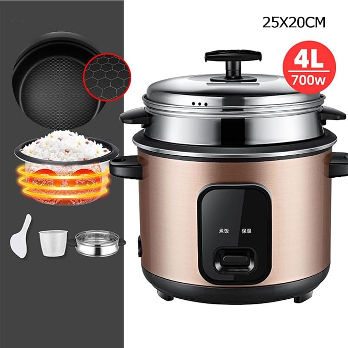Rice Cooker With Non-stick Coating - Multifunctional Cooking Rice Cooker Rice Cooker With Steamer Household Rice Cooker Includes Steamer Insert Spoon And Measuring Cup (Size : 4L)
