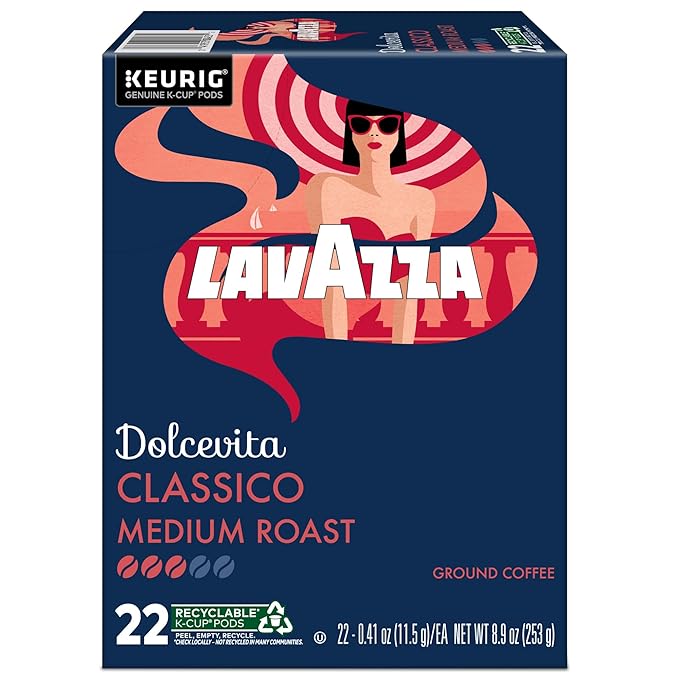 Lavazza Dolcevita Classico Single-Serve Keurig K-Cup Pods Medium Roast Coffee 88-Count Box (4 Packs of 22)