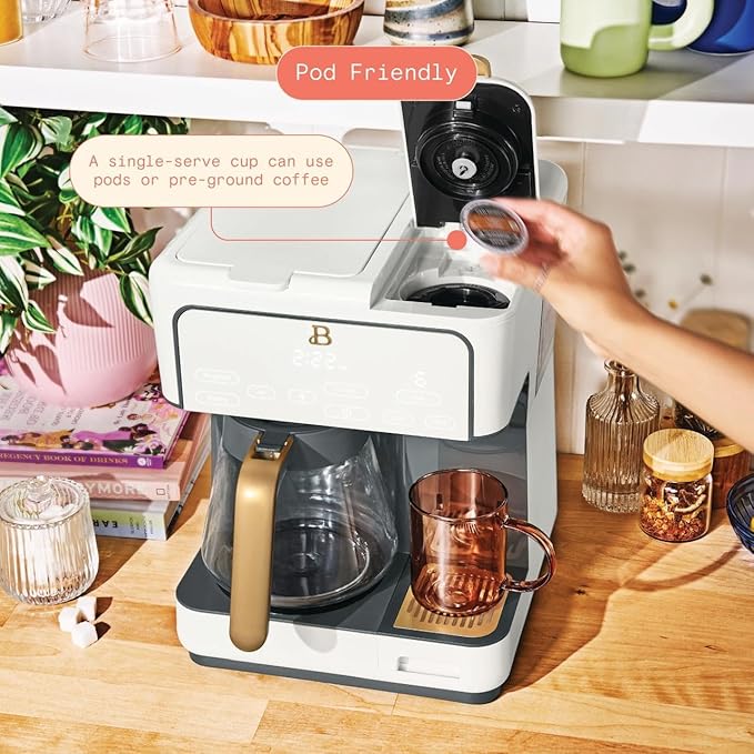 Multi-Brew Coffee Maker 12-Cup Carafe + Single-Serve Pods or Grounds Over Ice Touch Display by Drew Barrymoree.