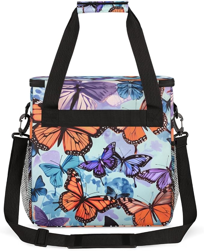 Abstract Butterfly Coffee Maker Carrying Bag Portable Travel Storage Tote Bag Compatible with K-Mini or K-Mini Plus Single Serve Coffee Brewer Carrying Case with Multiple Pockets &amp Shoulder Stra