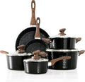 Pots and Pans Set Non Stick - 15 Pcs Black Induction Kitchen Cookware Sets Healthy Non-toxic Hammered Cooking Pans Set(15 Pcs/black)