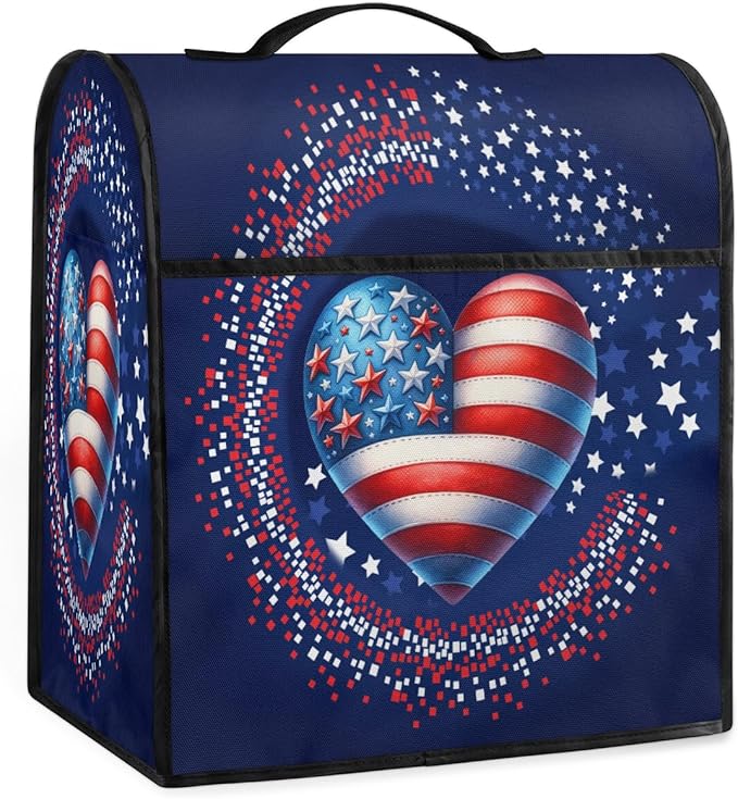 cfpolar Kitchen Aid Mixer Cover Compatible with 6-8 Quarts American Flag Love Heart Stand Mixer Cover Kitchen Aid Mixers Accessories Appliance Organizer Bag Dust Covers with Zipper Pocket