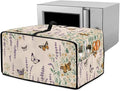 Butterfly Floral Print Toaster Oven Dust Cover with Accessory Pockets Heavy Duty Smart Microwave Oven Protector Heat Resistant Bread Maker Cover Pink