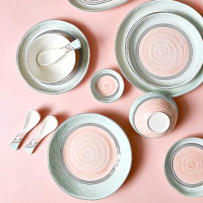 Porcelain Dinnerware Sets Plates and Bowls Sets 43 Pieces Nordic Style Light Luxury Porcelain Dinnerware Set | Phnom Penh Cereal Bowl and St