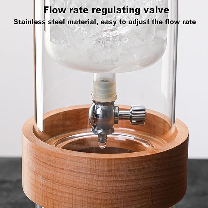 Double Layer Cold Drip Coffee Cold Brew Drip Tower 500ml Ice Cold Brew Dripper Coffee Maker with Flow Rate Regulating Valve High Borosilicate Glass for Coffee Shop Home Office