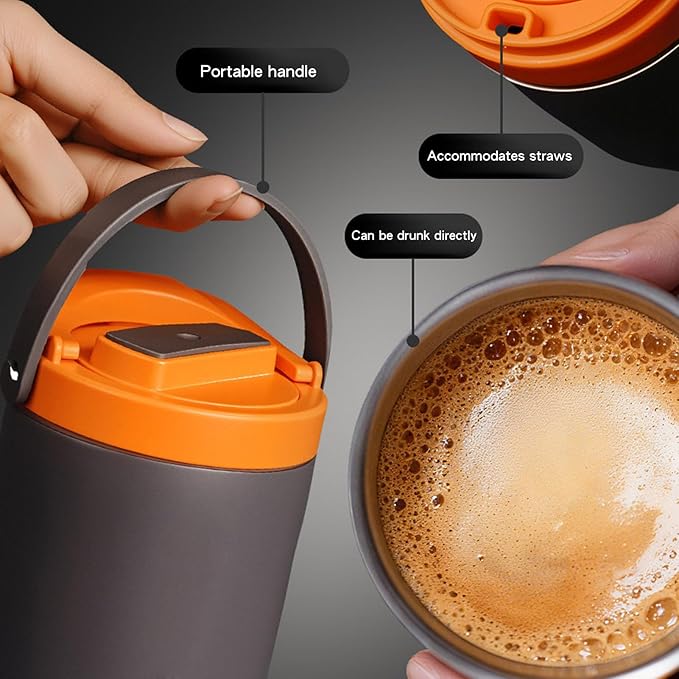 Yosoo Portable Coffee Machine Steel Insulated Portable Coffee Maker 600ml Bottle with Electric Extraction for Travel Office and Outdoor Use
