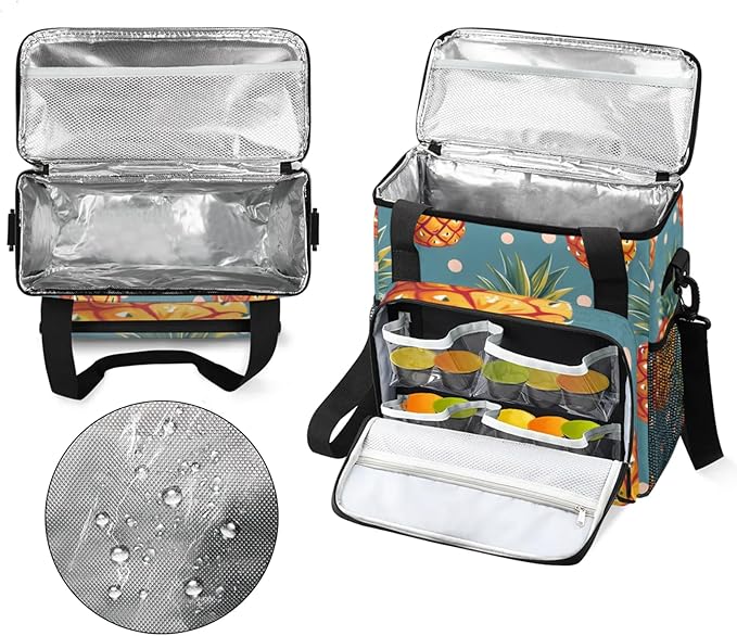 Pineapples Dots Coffee Maker Travel Bag for Keurig K-Mini/K-Mini Plus Insulated Waterproof Tote with Pockets for K-Cup Portable Single-Serve Brewer Case