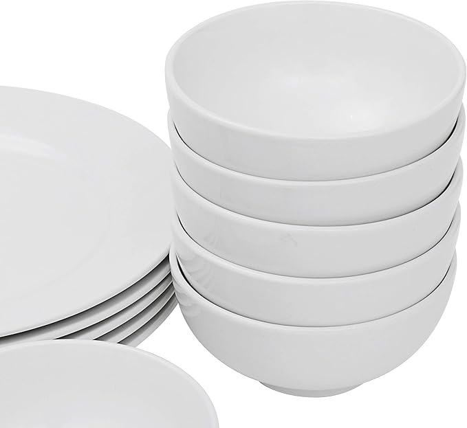ZENY 18-Piece White Dinnerware Set Service for 6 Dishwasher and Microwave Safe