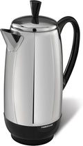 Farberware 12 Cup Electric Coffee Percolator Coffee Maker with Stainless Steel Basket Automatic Keep Warm No-Drip Spout
