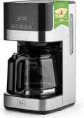 Melitta Aroma Tocco Glass 10-Cup Drip Coffee Maker Automatic and Programmable 96oz Capacity with 5-Pack Coffee Filters | Black