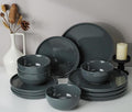 Kitchen Plates and Bowls Set Dinner Set for 4 Handpainted Dinner ware Sets Microwave Safe Plates and Bowls Sets Stone Plate Scratch Resistant (Laguna Dawn)