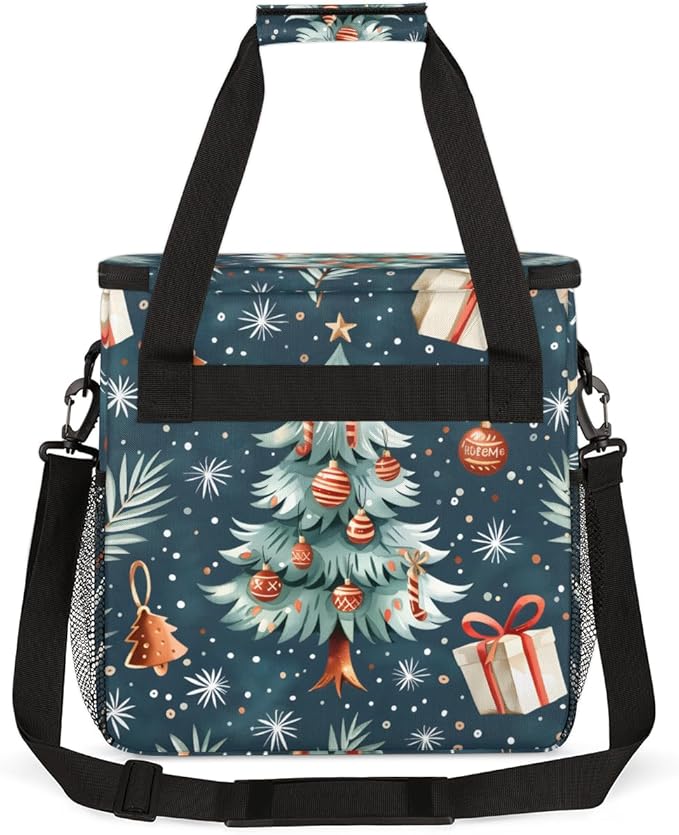 Christmas Festivals Coffee Maker Carrying Bag Retro Tree Travel Storage Bag Compatible with K-Mini or K-Mini Plus Single Serve Coffee Brewer Carrying Case with Multiple Pockets &amp Shoulder Strap