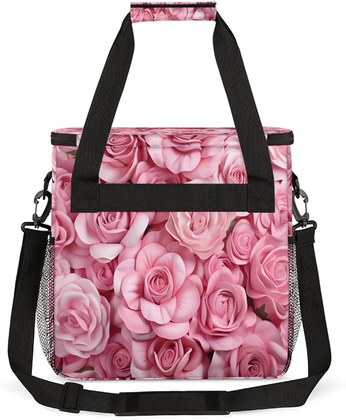 Charming Roses Coffee Maker Carrying Bag Compatible with K-Mini or K-Mini Plus Portable Single Cup Coffee Maker Case with Pockets for K Cup Pods