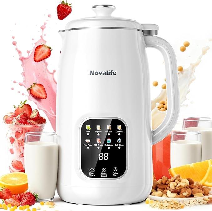 8 in 1 Nut Milk Maker Machine 40oz Automatic Soy Milk Maker Blender Homemade Soy Milk Almond Milk Oat MilkJuice Plant Based and Non Dairy Beverages 12H Delay Start/Keep Warm/Self Cleaning