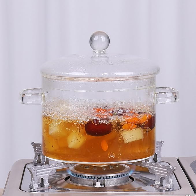 Glass Cooking Saucepan with Handle 1.3L 1.5L 2L Heat Resistant Glass Pot and Pan with Lid Clear Glass Cooking Pot Cookware Set for Pasta Noodle Soup and Food1500ML