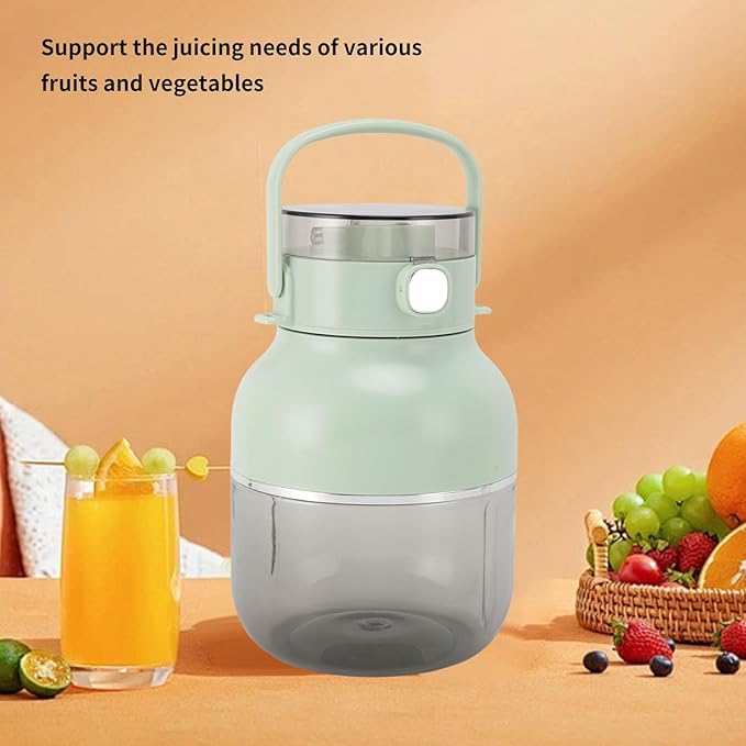 Portable Blender Cup 500ML USB Rechargeable Cordless Mini Electric Juicer Cup with Straw Electric Citrus Juicer Machine (Green)