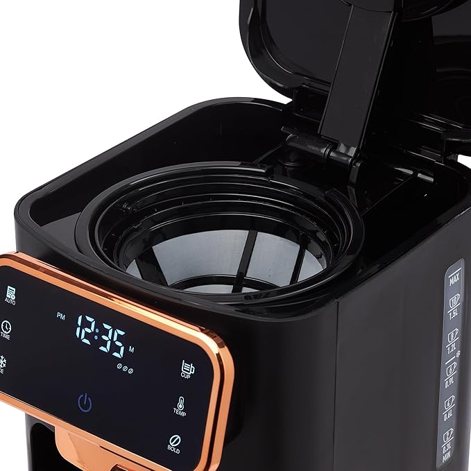 Haden Dual Brew 12 Cup Hot and Iced Coffee Maker with 120 Minute Keep Warm Delay Brew Adjustable Strength Programmable Clock and Anti Drip Black