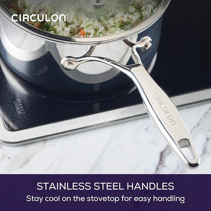 Circulon Scratch Defense Stainless Steel Pan Set: 4 Piece Induction Hob Pan Set with Extreme Non Stick Induction &amp All Hob Suitable