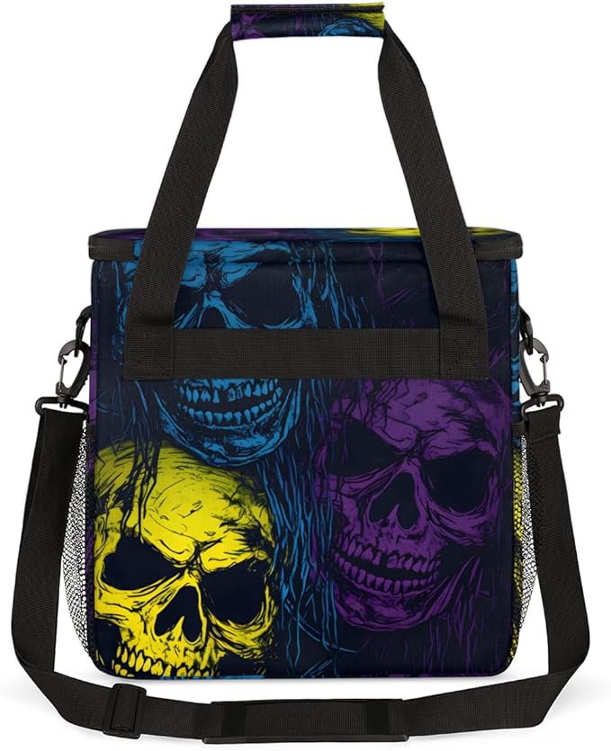 Neon Skull Coffee Maker Carrying Bag Portable Travel Storage Tote Bag Compatible with K-Mini or K-Mini Plus Single Serve Coffee Brewer Carrying Case with Multiple Pockets &amp Shoulder Strap