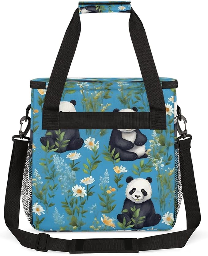 Panda Coffee Maker Carrying Bag Chrysanthemum Portable Travel Storage Tote Bag Compatible with K-Mini or K-Mini Plus Single Serve Coffee Brewer Carrying Case with Multiple Pockets &amp Shoulder Str