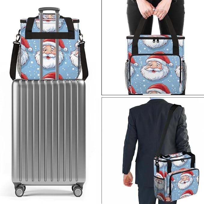 Cute Santa Claus Coffee Maker Carrying Bag Dreamy Santa Claus Travel Storage Bag Compatible with K-Mini or K-Mini Plus Single Serve Coffee Brewer Carrying Case with Multiple Pockets &amp Shoulder S